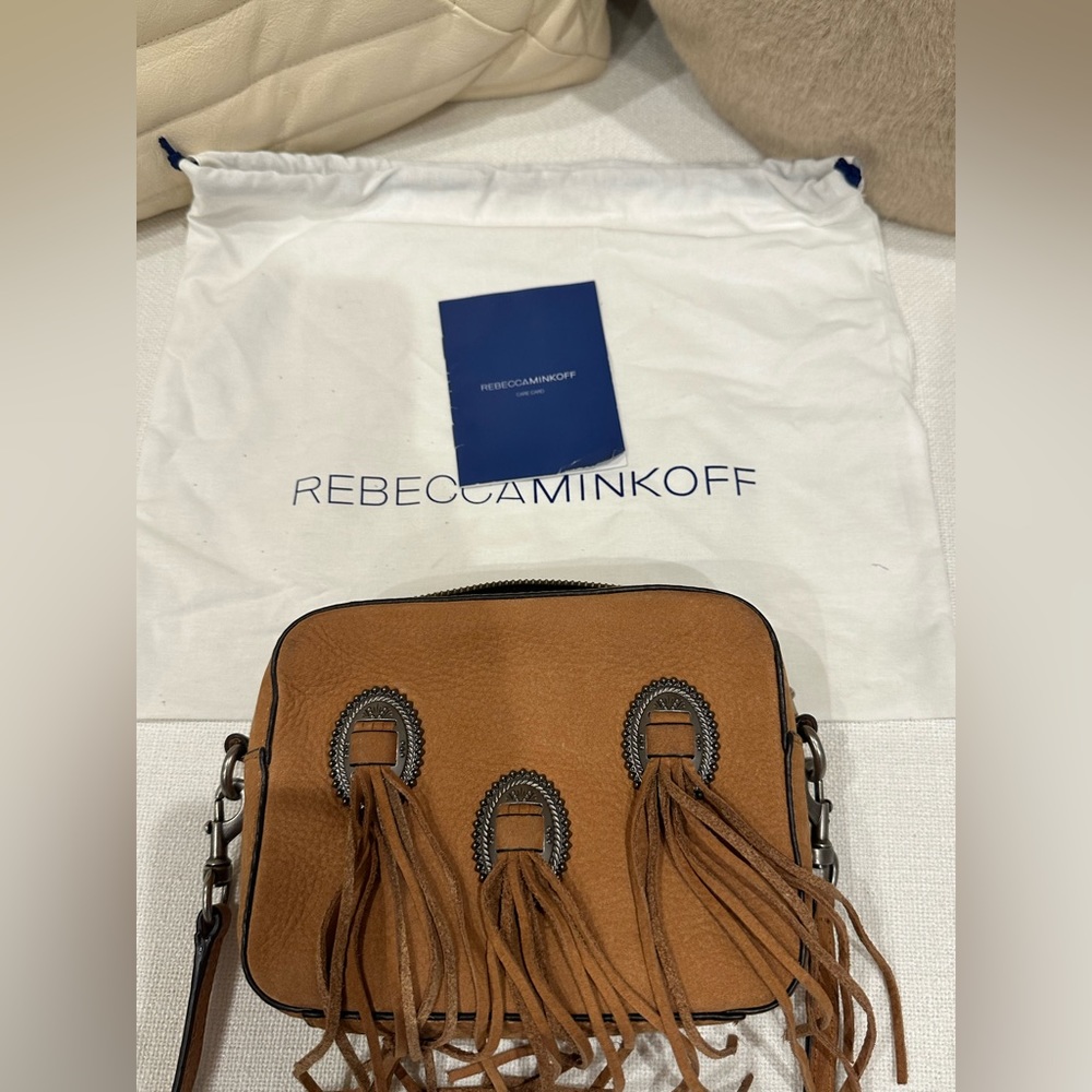 Rebecca minkoff suede small tassel bag with silver hardware